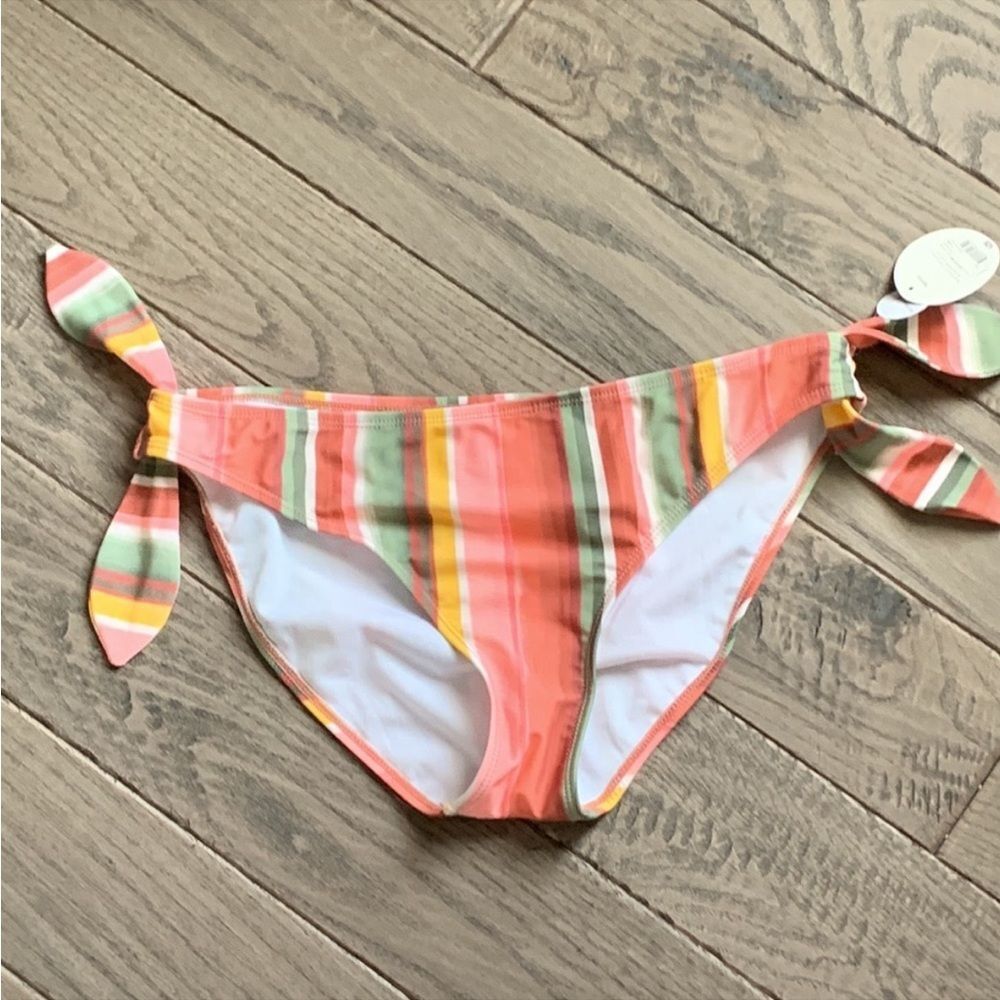 Decree Women’s Bikini Bottoms Pink Orange Striped SwimSuit Bathing Suit Size XL
